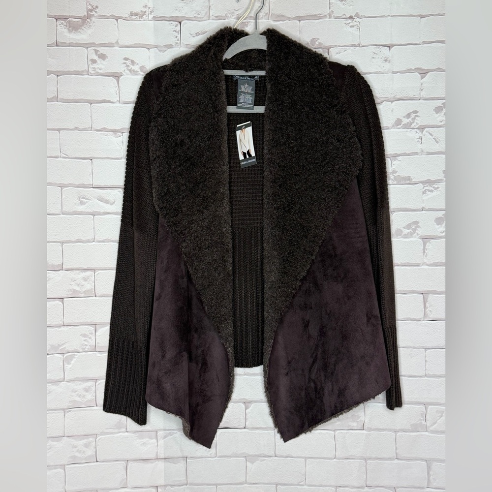 🤍 Chelsea & Theodore‎ Open-Front Faux Shearling Jacket – NWT 🤍